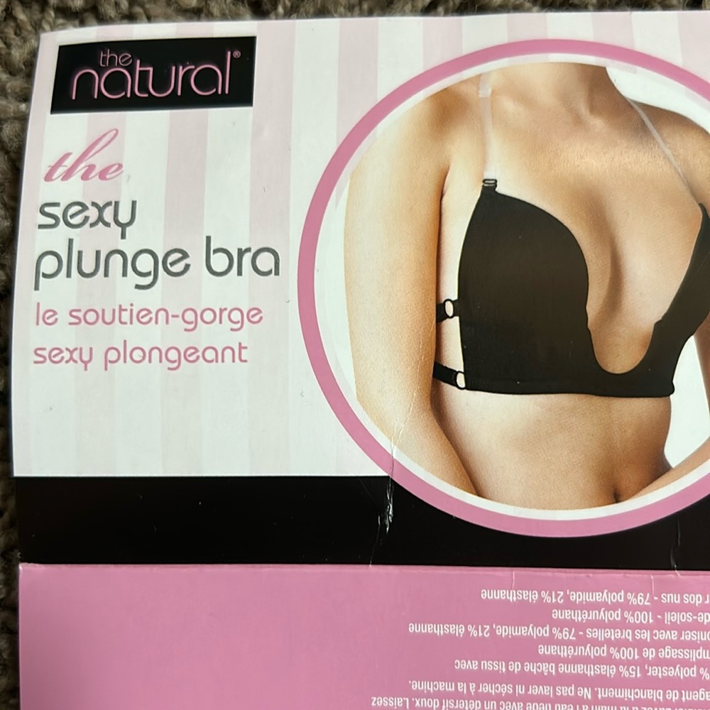 The Natural sexy plunge bra black with strap pack